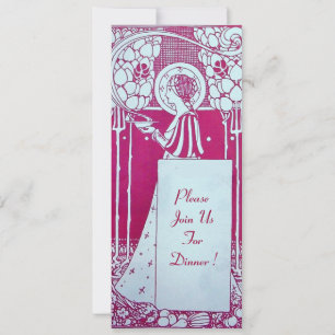 Convite CARDÁPIO DE RESTAURANTE MONOGRAMA Rosa Branco Jant
