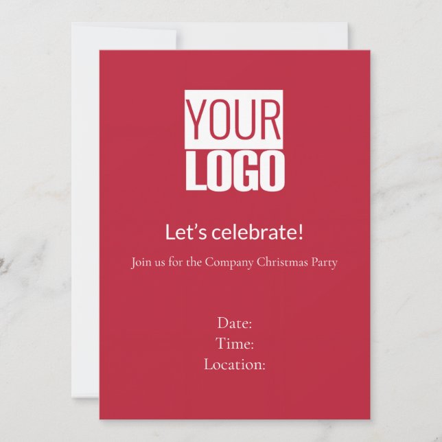 Convite  Cardinal  red  -   festive  company  party  (Frente)