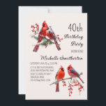 Convite Cardinals Snow Winter Birds aniversário de 40 anos<br><div class="desc">Belos Cardinais vermelhos num convite de festas de aniversário de 40 anos de inverno nevado. Entre em contato comigo para obter assistência com suas personalizações ou para solicitar outros produtos Zazzle correspondentes ou coordenadores para sua celebração.</div>