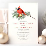 Convite Cardinho Bird Vintage Watercolor Festa de Natal<br><div class="desc">Convide seus convidados para uma celebração festiva com esta elegante convite de festas de Natal com coloração aquática, com uma bela ilustração de ave cardeal empobrecida num galho de pinheiros. O clássico design exude charme e calor, perfeito para uma reunião tradicional de férias. Personalize com os detalhes do seu partido...</div>