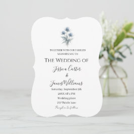 Convite Cardo Azul Casamento Simples Escócia Escocesa