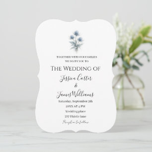 Convite Cardo Azul Casamento Simples Escócia Escocesa