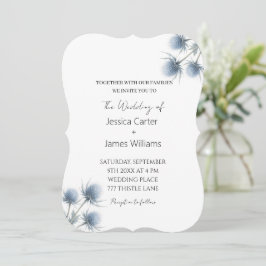 Convite Cardo Azul Casamento Simples Escócia Escocesa