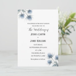 Convite Cardo Azul Casamento Simples Escócia Escocesa