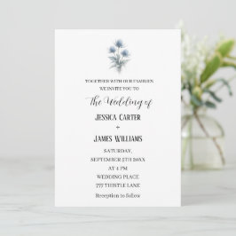 Convite Cardo Azul Casamento Simples Escócia Escocesa