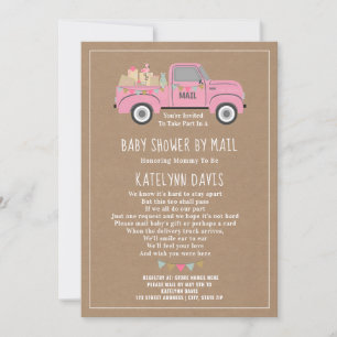 Convite Cardstock Inspirou Chá de fraldas Rosa Por Correi