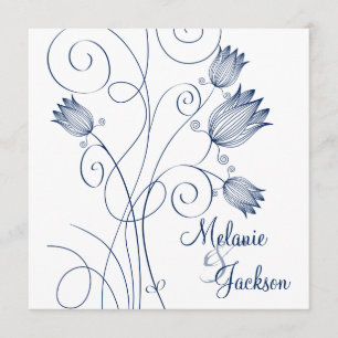 Convite Cargo branco dos redemoinhos florais do marinho