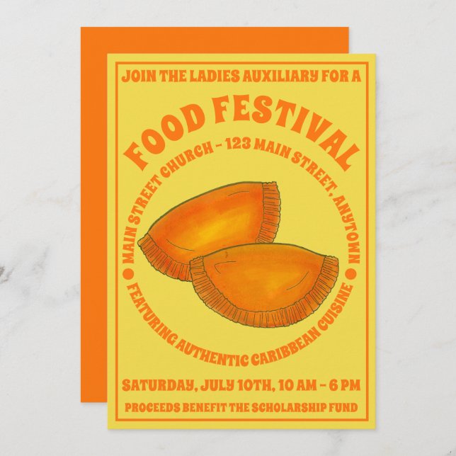 Convite Caribe de Festa de Comida de Carne de Bovino jamai (Frente/Verso)