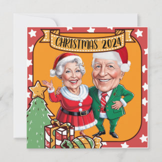 Convite Caricatura dos Avós de Natal Personalizados