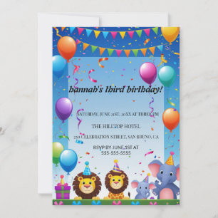 Convite Caricatura Gatos, Festa de aniversário Puro