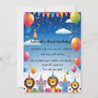 Convite Caricatura Gatos, Festa de aniversário Puro