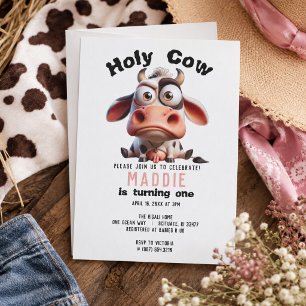 Convite Caricaturas de Vaca Sagrada Eu Sou Uma Cowgirl 1º