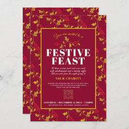 Convite Caridade Banquete de ouro festivo janto de Natal v