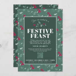 Convite Caridade Banquete verde-verde janta de Natal