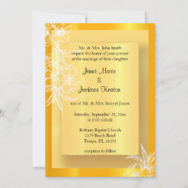 Convite Carimbo Floral Amarelo e Branco moderno Marigold