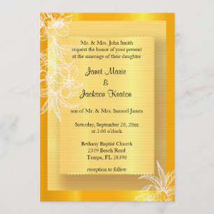Convite Carimbo Floral Amarelo e Branco moderno Marigold