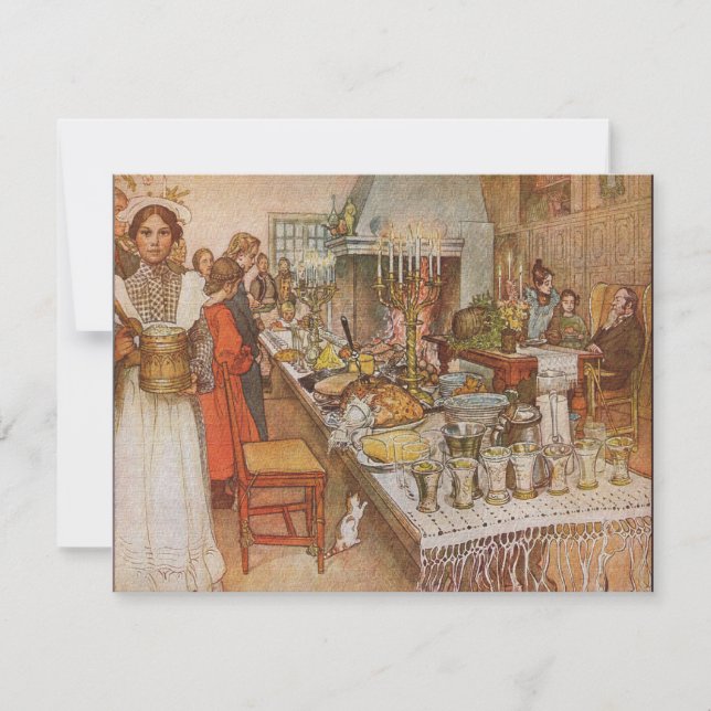 Convite Carl Larsson Véspera de Natal escandinava (Frente)