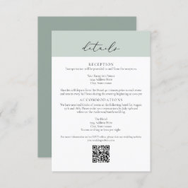 Convite CARMEN Green Passport Style Wedding QR Detail Card
