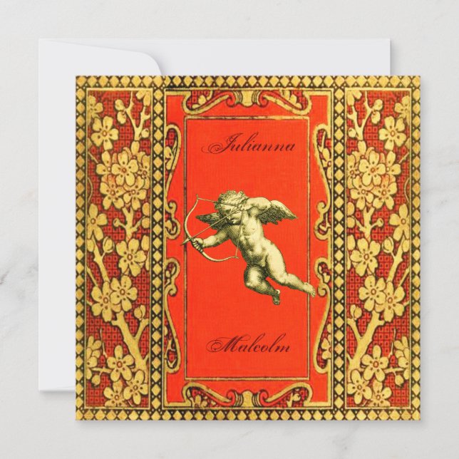 Convite Carmim e Cupido Dourado (Frente)