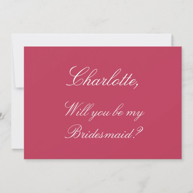 Convite Carmine Magenta Bridesmaid Proposta Card Elegante (Frente)