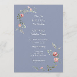 Convite Carnations and Blue Wedding Invitation Suite