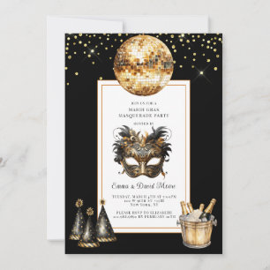 Convite Carnaval 2026 Brilho Dourado Preto