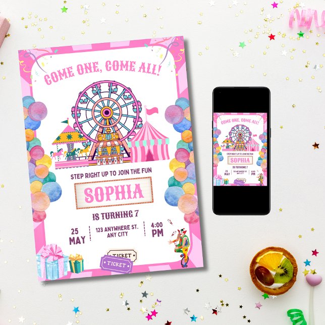 Convite Carnaval Aniversário, Circus Girl Aniversário (Criador carregado)
