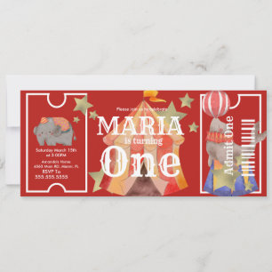 Convite Carnaval Circus Birthday Ticket Party