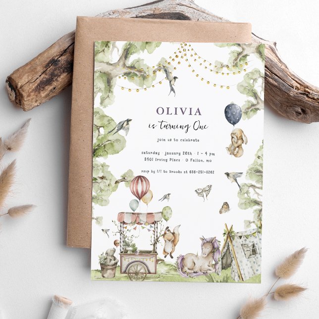 Convite Carnaval de Circo | Woodland Unicorn Festa de aniv (Criador carregado)