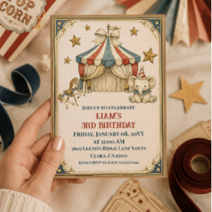 Convite Carnaval Francês Nostálgico Circo Vintage Aniversá
