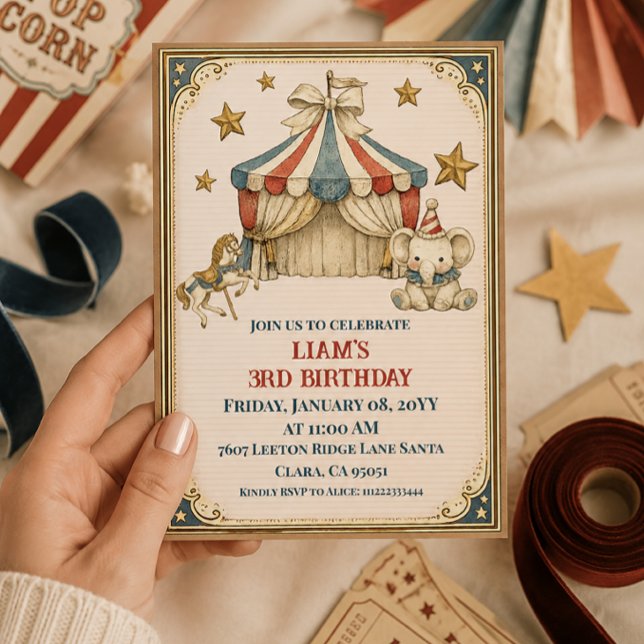 Convite Carnaval Francês Nostálgico Circo Vintage Aniversá (Criador carregado)