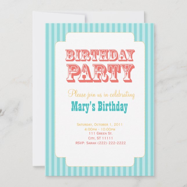 Convite Carnaval ocidental - festa de aniversário - azul & (Frente)