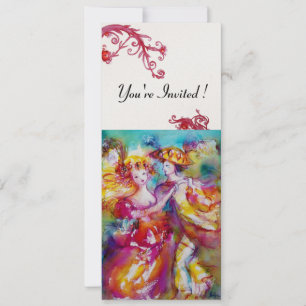 Convite CARNIVAL DANCE Programa de Festa com Flores Vermel