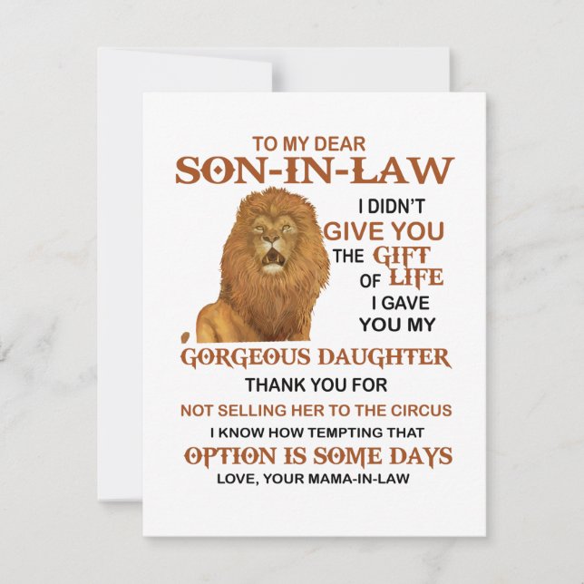 Convite Caro Filho-Em-Direito, Eu Lhe Dei Minha Filha Gord (Frente)