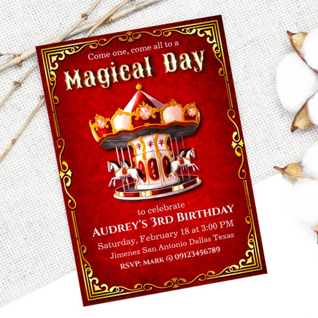 Convite Carousel Birthday (Criador carregado)