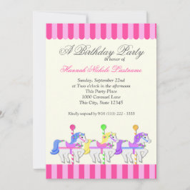Convite Carousel Birthday Pink