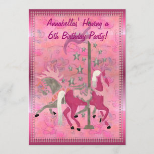 Convite Carousel Dreams Custom Girls Birthday Announcement