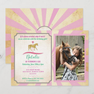 Convite Carousel Horse Riding Party Convidam Foto Anivers