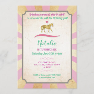 Convite Carousel Horse Riding Party Convidam o Justo Anive