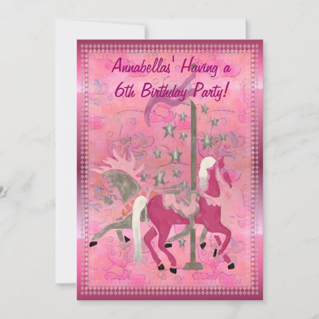 Convite Carousel Sonha Personalizar Raparigas Anunciante d (Frente)