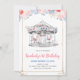 Convite Carousel Wonderland Pink Birthday