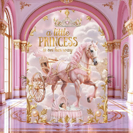 Convite Carrinho Berço para Chá de Bebê Princesa Rosa