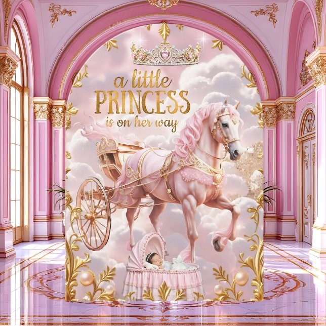 Convite Carrinho Berço para Chá de Bebê Princesa Rosa (Criador carregado)