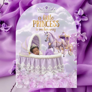 Convite Carrinho de Bebê Princesa Étnica Roxa