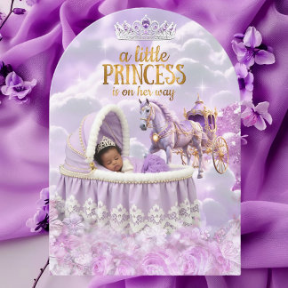 Convite Carrinho de Bebê Princesa Étnica Roxa