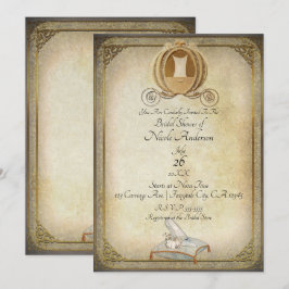 Convite Carrinho de Cinderela Vintage Sapata Bridal Shower