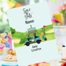 Convite Carrinho de golfe com aniversário Salve data para