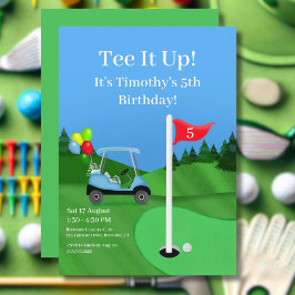 Convite Carrinho de Golfe Infantil no Curso de Aniversário