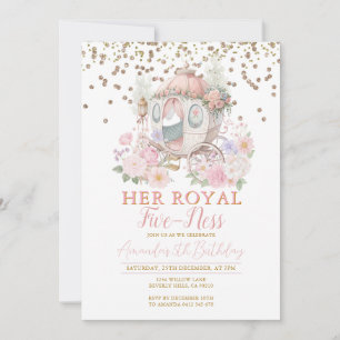 Convite Carrinho Floral Rosa Princesa Aniversário