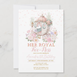 Convite Carrinho Floral Rosa Princesa de Aniversário